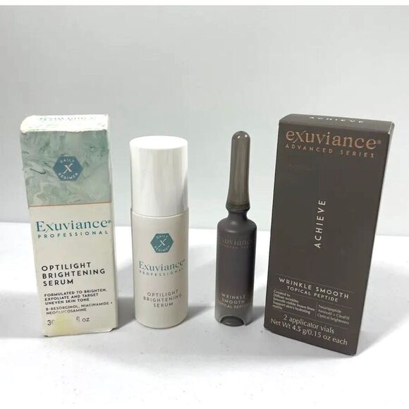 Exuviance Optilight Brightening Serum & 1 Wrinkle Smooth Topical Peptide NIB - Picture 1 of 2